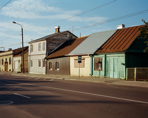 Traditional wooden houses in Jurbarko street. This trunk road delimits the southern boundary of historic southern Vilijampolė.