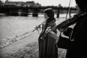 Music echoing the river with the wind