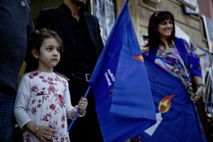 Supporters for the Movement for Change party, Gorran ('Change') in short, in the city of Slemani. © Tom Verbruggen
