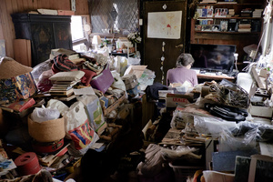 living room with television