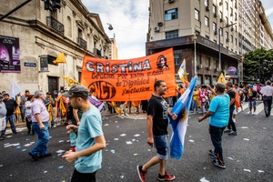 Cristina's supporters on her last day in office.