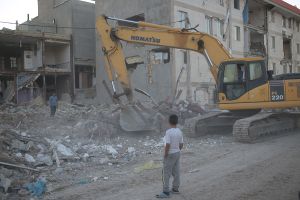 Destroying what was left from the buildings
