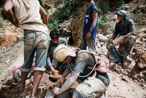 Gold miners at work.