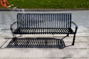 Three black metallic benches, Turku, 2011