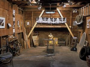 Duct Tape Works garage installation, interior view