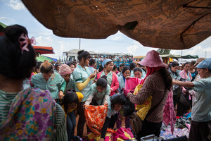 Garment workers are seeing shopping for cheap clothes outside the factory at the end of their shift. Cambodia’s garment sector employs more than 650,000 people. Most of them, women.