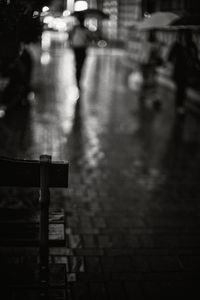A bench in the rain