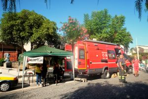 Firefighters and Caritas at Corso Luigi Manzi,  Casamicciola Terme.