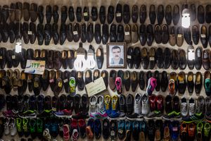 Shoe store in the bazaar.