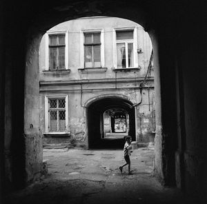 old yard and a boy
