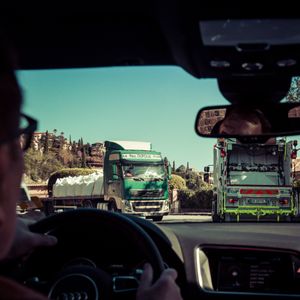 Eyeglasses and trucks