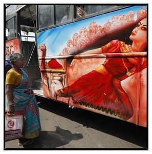 A patron/passenger for these art galleries on wheels.