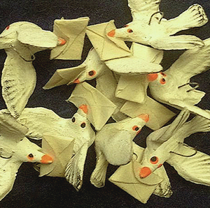 "flight of Mexican carrier pigeon ornaments" (DETAIL)