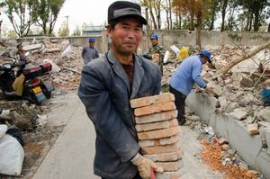brick recyclers scavenge the