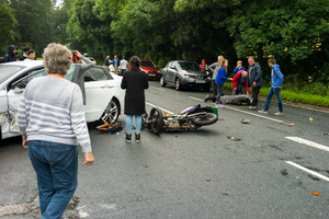 T-boned by a visitor to the park on his way to work.