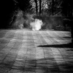 Leaf fire in a garden in Derbyshire.