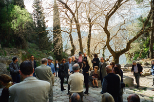 fig.25 Poets at Krystalia Source (Vassilis VASSILIKOS, Dimitris DASKALOPOULOS (Greece)at the center of the photo)