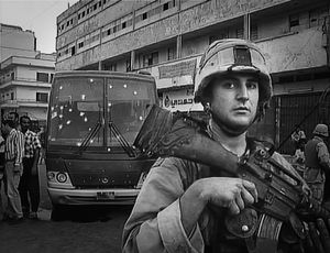 Iraq (2003).  U.S. soldiers in Iraq. As days went by, the feeling surfaced that, for the occupying soldiers, to stay would be harder than it had been to get there.