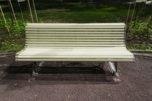 Three light green benches, Turku, 2011