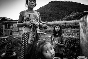 Girls in the village of Baluwa, Gorkha District, near the epicenter of the 2015 earthquake which killed 9,000 people.