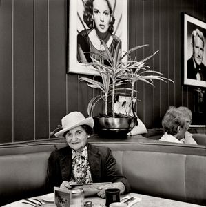 Ruth Reuben, lunching in Wolfie's Diner, Miami Beach.