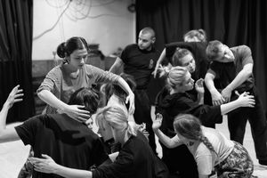 Actors during physical theater training