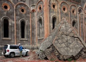 Armenia Gjumri, The cathedral still shows damage from the earthquake in 1988 © Bert Spiertz
