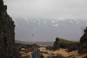 Icelandic Flag between the montains