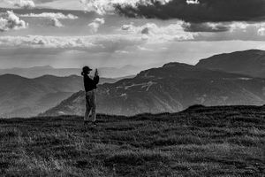 A tourist on the Schneeberg, Austria