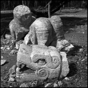 Chacmool and serpent head