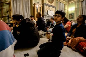 Entire families make the trip to Radhadesh to be present at the festival