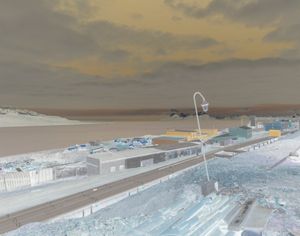 Russian coal mining society Barentsburg at Svalbard archipelago in the Arctic