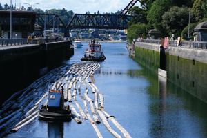 Log Boom Leaving Ballard Locks