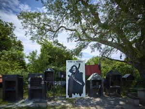 Open air shrine of San la Muerte in Resistencia Chaco village