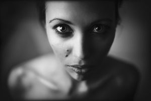 Femme in white wrapped by black  v16