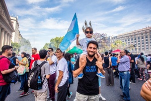 Cristina's supporters on her last day in office.