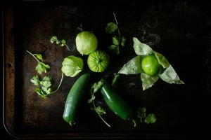 Tomatillos, jalapenos and cilantro