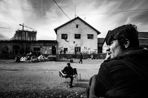 View of the temporary shelter in Serbia, Belgrade. Refugees are hopeless and resigned, they do not know what will happen next.