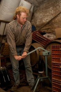 Corking the cider bottles