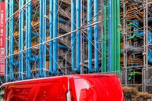 Red Truck and Pompidou Exterior