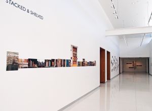 Full installation view, "Stacked & Shelved," Diane E. Ballweg Gallery, Madison Public Library, 2015