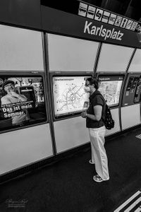 A commuter at the Karlsplatz station, Vienna
