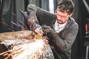In the metal workshop.