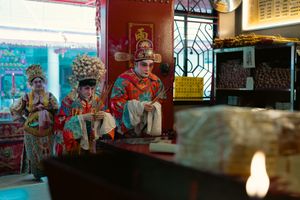 Praying for a successful performance