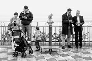 Talking to each other on the panorama terrace of Taormina