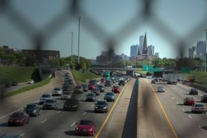 This stretch of I-75 was Paradise Valley, home to 75% of Detroit’s blacks in the 1940’s. The Housing Act of 1949 made federal money available for Detroit to implement a slum clearance plan. Home to more than 400 black-owned businesses, Paradise Valley was demolished in 1958. The one-mile stretch of I-375 was completed in 1964 and wiped out Black Bottom, also a black enclave. © Nicholas Gregory