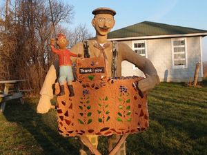 donation box, Nick Engelbert's sculpture garden 'Grandview,' Hollandale, Wisconsin, 2017,