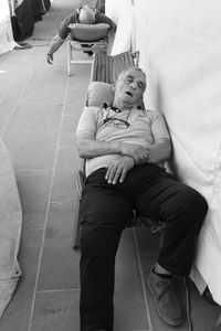 Lunch hour nap in between their market stalls