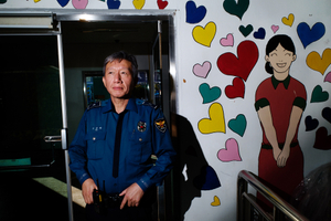 Police at Daegwang-ri Railway Station in Yeoncheon-gun, Gyeonggi-do