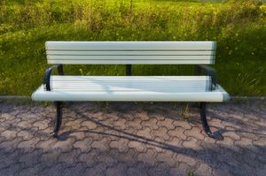 Three light coloured benches, Jakobstad, 2011